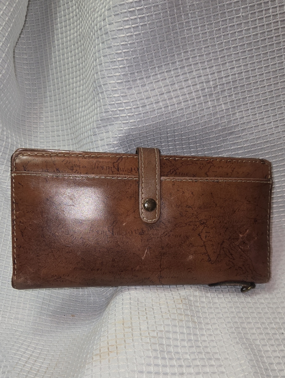 Patricia Nash Brown Leather Map Print Wallet